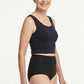 444 Studios Elva incontinence underwear on model, high waist, 350 ml, black, side, snug