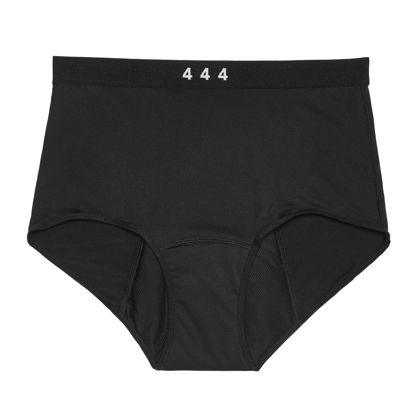 444 Studios Strong incontinence underwear for women, high waist, 90 ml, black, front view