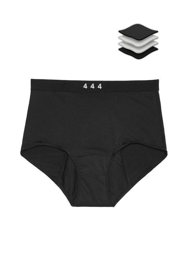 444 Studios Strong inkontinens underbukser til kvinder, high waist, 90 ml, sort, forfra