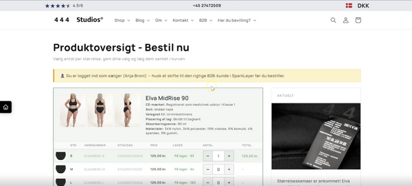 Opret ordre - find produktoversigt